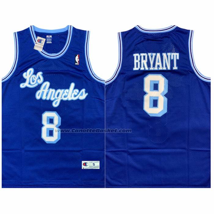 Maglia Los Angeles Lakers Kobe Bryant No 8 Mitchell & Ness Champion Viola